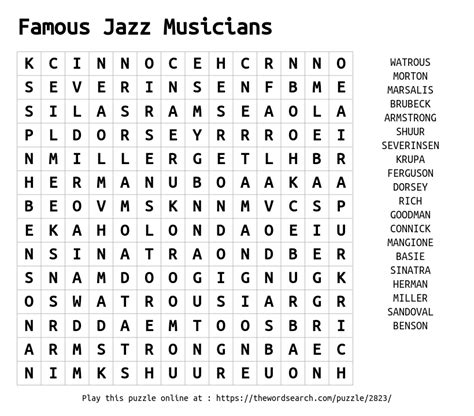 word search  famous jazz musicians