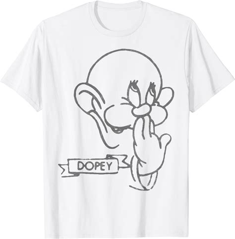 Disney Snow White Dopey Line Art Big Face T Shirt Clothing