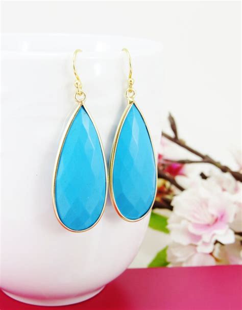 Items Similar To Gold Turquoise Earrings Gold Dangle Earrings
