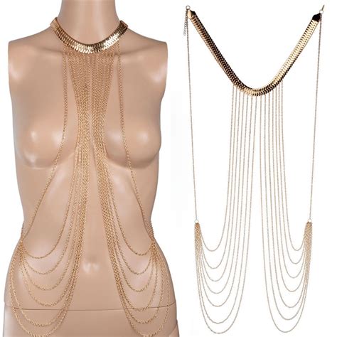 1pcs Hot Harness Necklace Fashion Punk Body Chain Tassel Chain Multilayer In Body Jewelry From