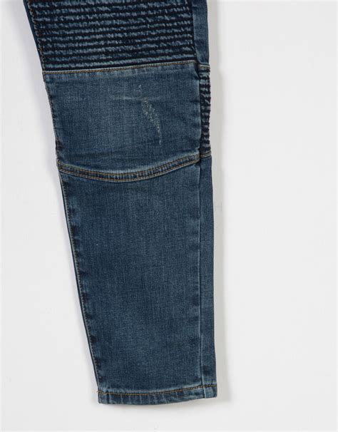 Bottoms Pintuck Accent Washed Blue Slim Biker Jeans 532 For Only 55