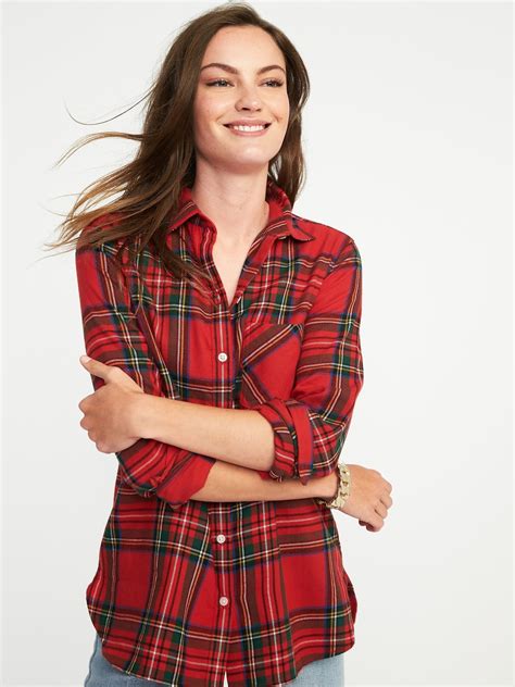 Classic Flannel Shirt For Women In Red Tartan Old Navy Christmas