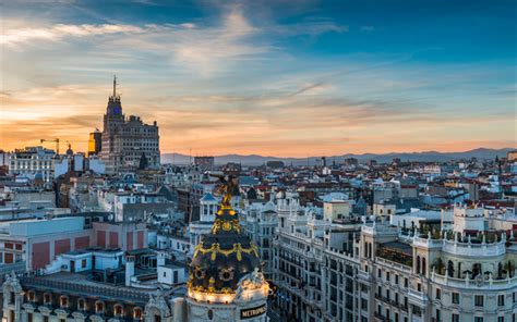 Download Wallpapers 4k Madrid Gran Via Cityscapes Spanish Cities