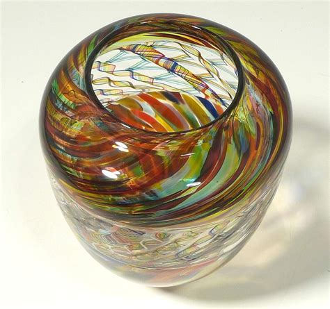 Hand Blown Glass Bowlvase Original Design By Dirwood Glass Etsy