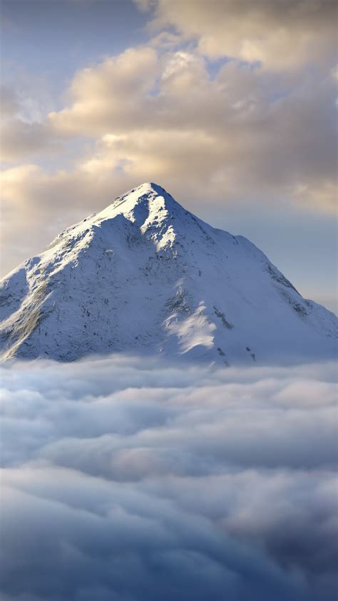 Snow Covered Mountaintop Above Clouds Windows Spotlight Images