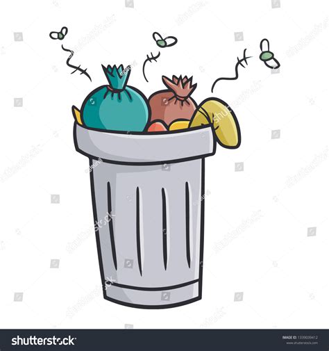 Funny Cute Garbage Can Filled Trash Stock Vector Royalty Free