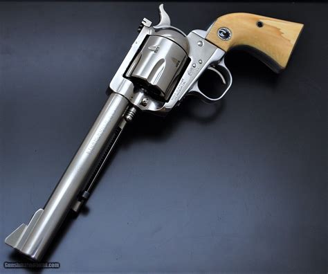 Super Rare Early1956 Nickel Ruger Blackhawk 44 Magnum Revolver Wivory Grips And Factory Letter