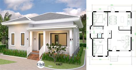 Simple House Design 6x7 With 2 Bedrooms Hip Roof Samhouseplans