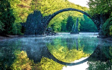 Reflection River Arch Trees Nature Landscape Water