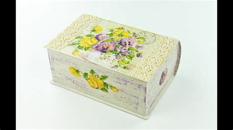 Decoupage Cardboard Box Painted Box Decoupage Tutorial Decoupage