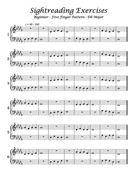 When practicing to how to read music notes without an instrument, you can use your voice. Free Sheet Music - Piano Sight-Reading Exercises in Db Major | Learning Music | Pinterest ...