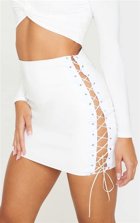white faux leather lace up sides mini skirt prettylittlething aus