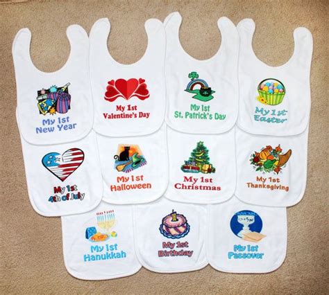 First Holiday Baby Bib Yearly Set New Baby Shower T Idea Etsy