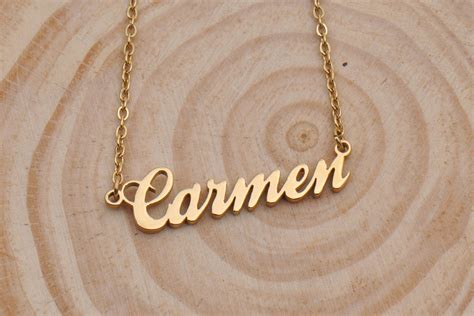 Carmen Name Letter Necklace Fancy Pattern Custom Name Etsy