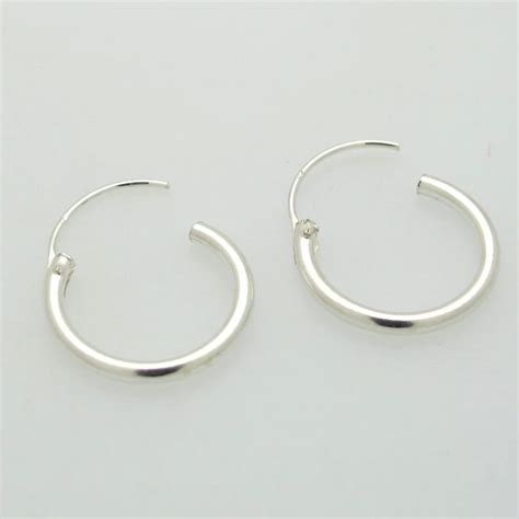 Real Sterling Silver Hoop Earrings For Mens Earrings Etsy