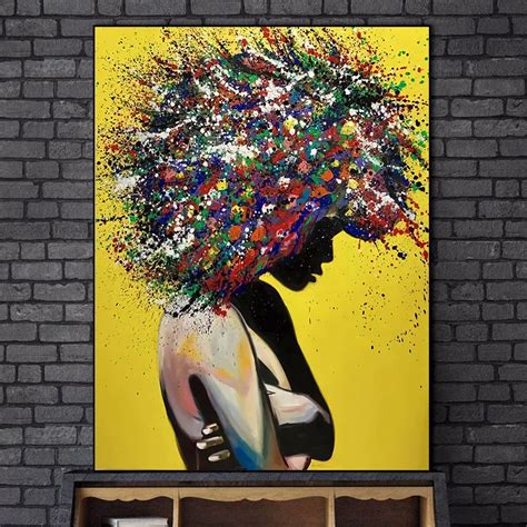 Abstract African Girl Wall Art Canvas Paintings Graffiti Art Posters