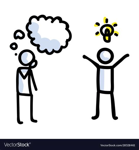 Hand Drawn Thinking Stick Figure With Idea Vector Image