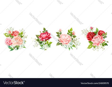 Set Lovely Bouquets Royalty Free Vector Image Vectorstock
