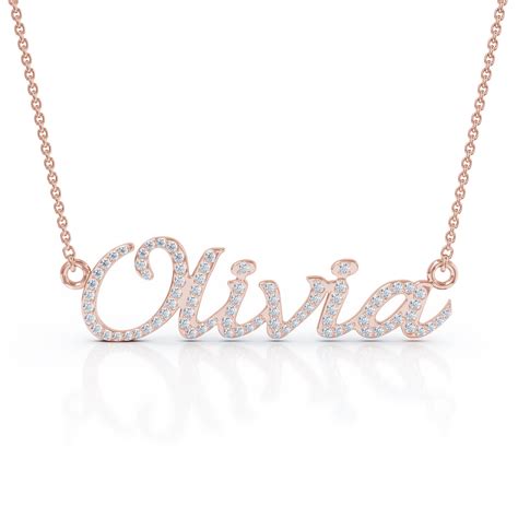 14k Gold Personalized Diamond Name Necklace 050 Ct G H Si2 I1
