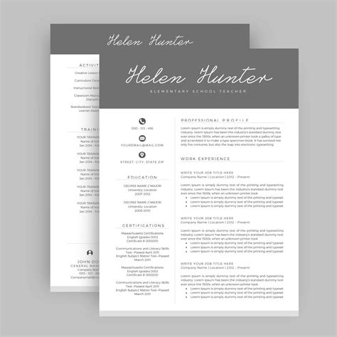 Pages Resume Template Cv Design Etsy Riset
