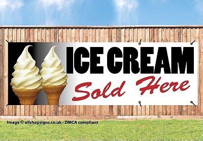 Ice Cream Sold Here Pvc Printed Banner Outdoor Sign Pvc With Brass