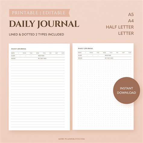 Daily Journal Templates