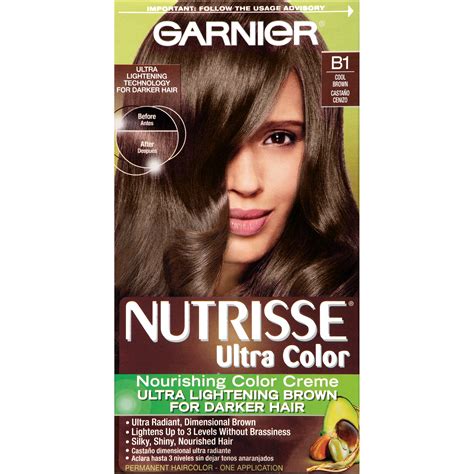 With garnier nutrisse, colouring your hair at home is easy and pleasant! Garnier B1 Cool Brown Ultra Color Nourishing Color Creme 1 ...