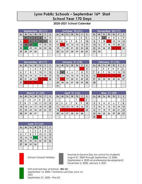 2020 2021 School Year Calendar Lynn Public Schools