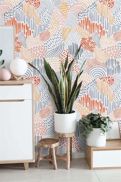 Peel And Stick Abstract Modern Wallpaper Removable Self Etsy