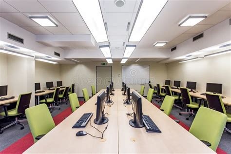Modern University Classroom With Computers Stock Image Image Of Green