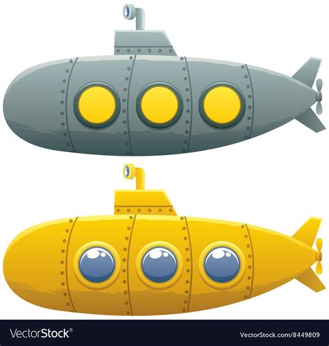 Cartoon Submarine In 2 Versions Over White Background Download A Free