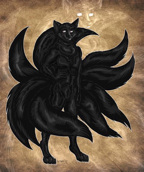 Black Ninetailed Kitsune By Starlightsmarti On Deviantart