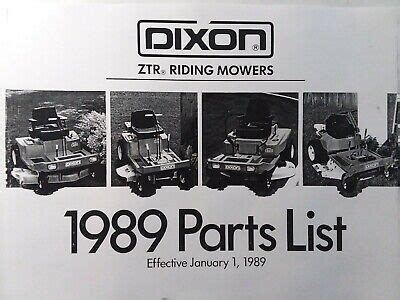 Dixon Ztr Zero Turn Riding Lawn Mower Tractor Parts Catalog Manual