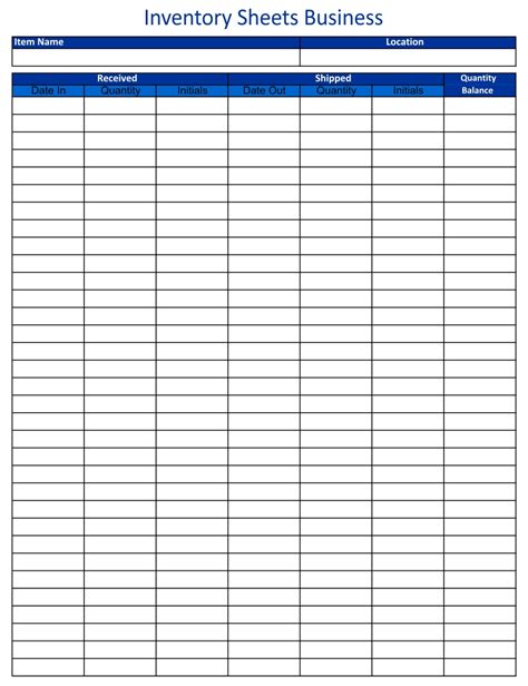 Inventory Form Free Printable Printable Forms Free Online