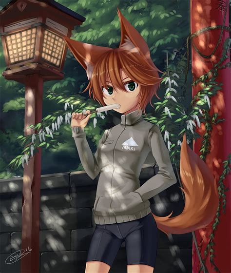 Hd Wallpaper Anime Anime Girls Animal Ears Foxgirl Forest Ice