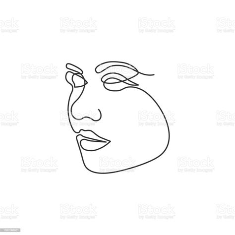 Vector Illustration Of Continuous Line Drawing Woman Face Stock Illustration Download Image