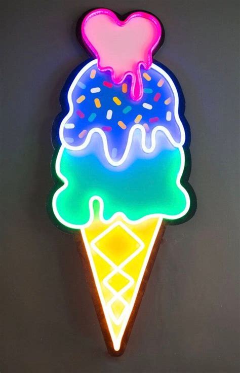 Fancy Ice Cream Led Neon Sign With Uv Printing Cm Width Provided With Any Type Of Plug And
