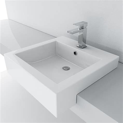 Filament Design Cantrio Semi Recessed Bathroom Sink In White Ps 1919