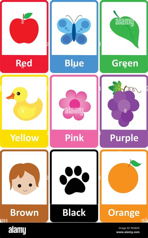 Printable Flash Card Colletion For Colors And Their Names With Colorful