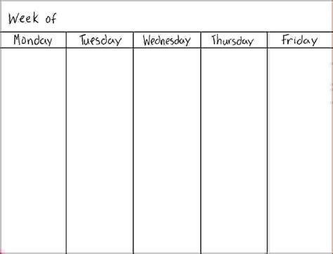 Upgrade your 7 days weekly planner to get: Mon Thru Friday Weekly Blank Calendar | Calendar Template ...
