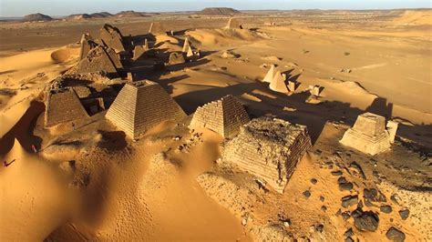 Drone Flyover Of Meroe Pyramids Of Sudan Youtube