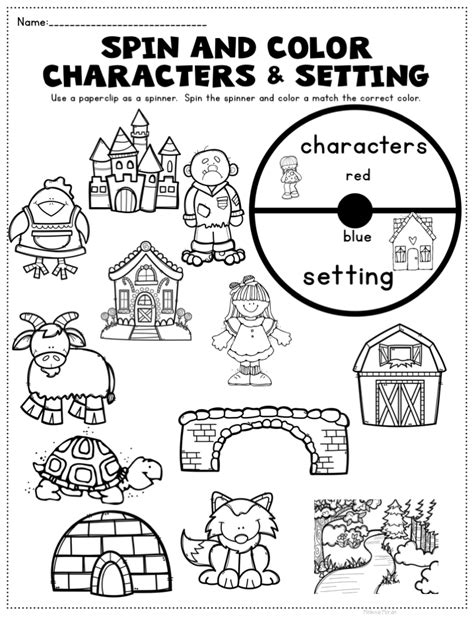 Characters And Setting Sort Character And Setting Kindergarten