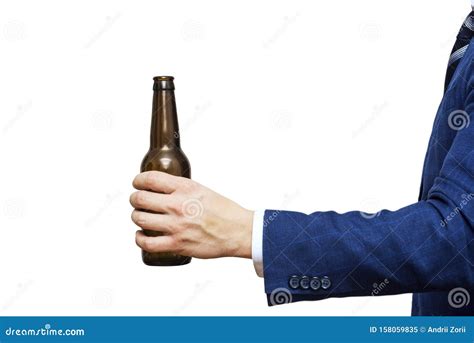 A Man Hand Holding Beer Bottle On White Background A Hand Holding Up A