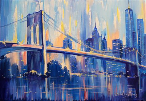 Brooklyn Bridge Painting New York Canvas Nyc Abstract Etsy City