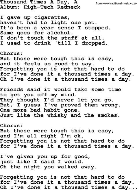 Thousand Times A Day, A by George Jones - Counrty song lyrics