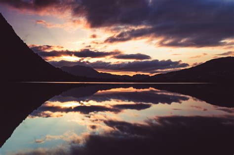 Wallpaper Landscape Sunset Lake Sky Reflection 5472x3648