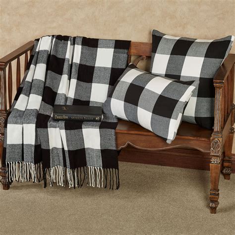 Rustic Buffalo Plaid Black And White Throw Blanket Or Pillows