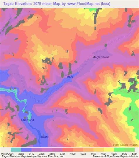 The highest point is noshak, at 24,580 feet (7,492 meters). Elevation of Tagab,Afghanistan Elevation Map, Topography ...