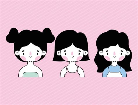 Group Of Three Womens Icons On A Pink Background 2712546 Vector Art At