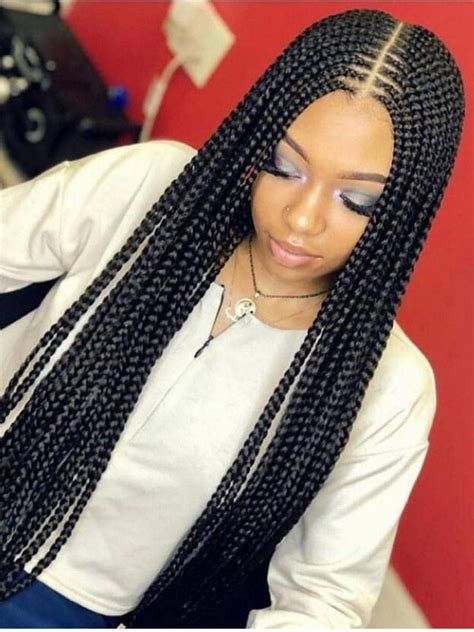 10 Part Down The Middle Box Braids Fashion Style